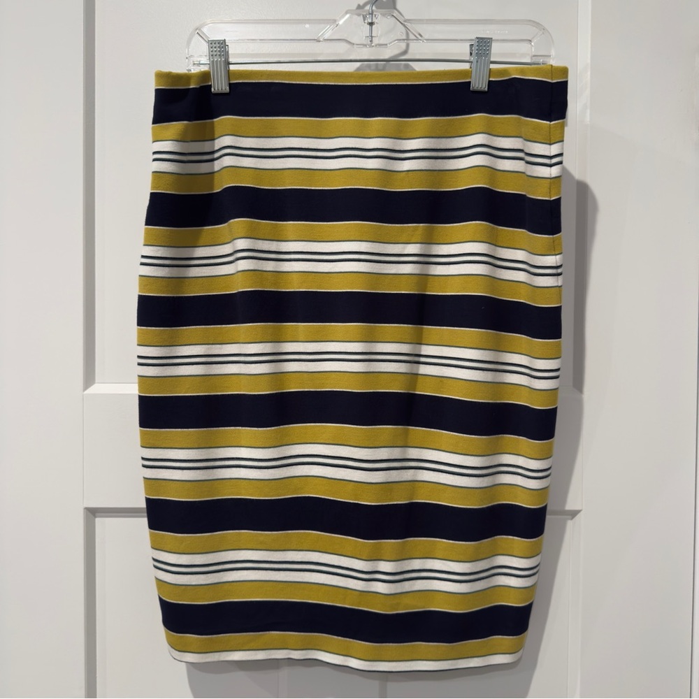 Ann Taylor Factory Green, Blue and White Striped Pencil Skirt - Size Medium